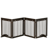 Freestanding Pet Gate 4 Panel Wooden Dog Barrier Folding Safety Fence with Support Feet up to 204cm Long 61cm Tall for Doorway Stairs, PawHut, White
