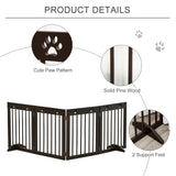 Freestanding Pet Gate 4 Panel Wooden Dog Barrier Folding Safety Fence with Support Feet up to 204cm Long 61cm Tall for Doorway Stairs, PawHut, White