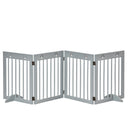 Freestanding Pet Gate 4 Panel Wooden Dog Barrier Folding Safety Fence with Support Feet up to 204cm Long 61cm Tall for Doorway Stairs, PawHut, White