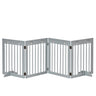 Freestanding Pet Gate 4 Panel Wooden Dog Barrier Folding Safety Fence with Support Feet up to 204cm Long 61cm Tall for Doorway Stairs, PawHut, White