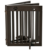 Freestanding Pet Gate 4 Panel Wooden Dog Barrier Folding Safety Fence with Support Feet up to 204cm Long 61cm Tall for Doorway Stairs, PawHut, White