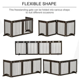 Freestanding Pet Gate 4 Panel Wooden Dog Barrier Folding Safety Fence with Support Feet up to 204cm Long 61cm Tall for Doorway Stairs, PawHut, White