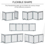 Freestanding Pet Gate 4 Panel Wooden Dog Barrier Folding Safety Fence with Support Feet up to 204cm Long 61cm Tall for Doorway Stairs, PawHut, White