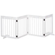 Freestanding Pet Gate 4 Panel Wooden Dog Barrier Folding Safety Fence with Support Feet up to 204cm Long 61cm Tall for Doorway Stairs, PawHut, White