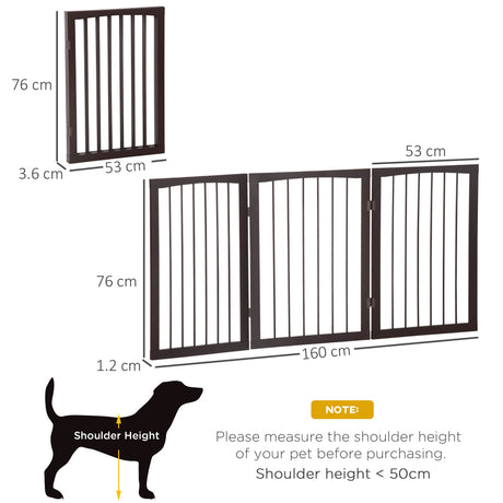 Freestanding Small Wooden Pet Safety Gate Room Separator - Dark Brown, PawHut,