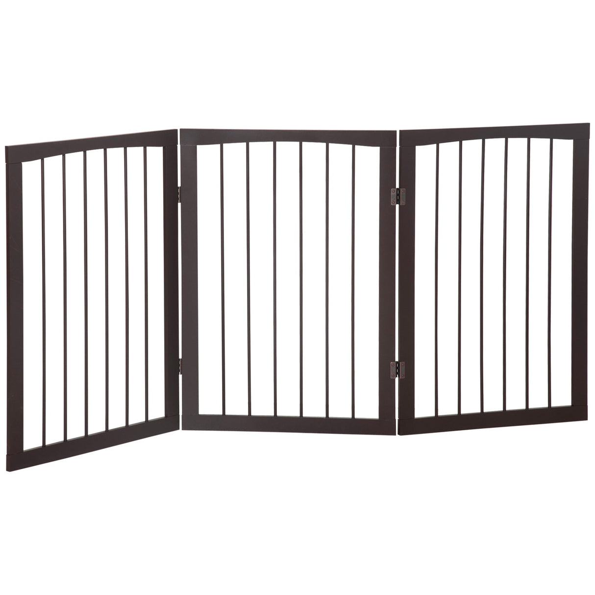 Freestanding Small Wooden Pet Safety Gate Room Separator - Dark Brown, PawHut,