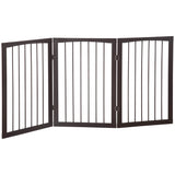 Freestanding Small Wooden Pet Safety Gate Room Separator - Dark Brown, PawHut,