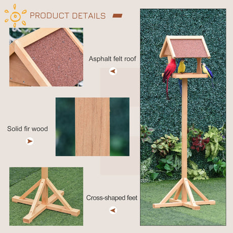 Freestanding Wooden Bird Feeder - Cross Support & Weatherproof, PawHut,