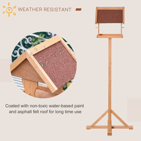 Freestanding Wooden Bird Feeder - Cross Support & Weatherproof, PawHut,