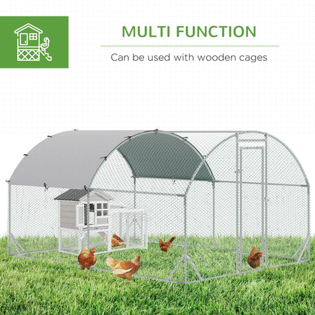 Galvanised Outdoor Chicken Pet Playpen with Water-Resistant Cover, PawHut,