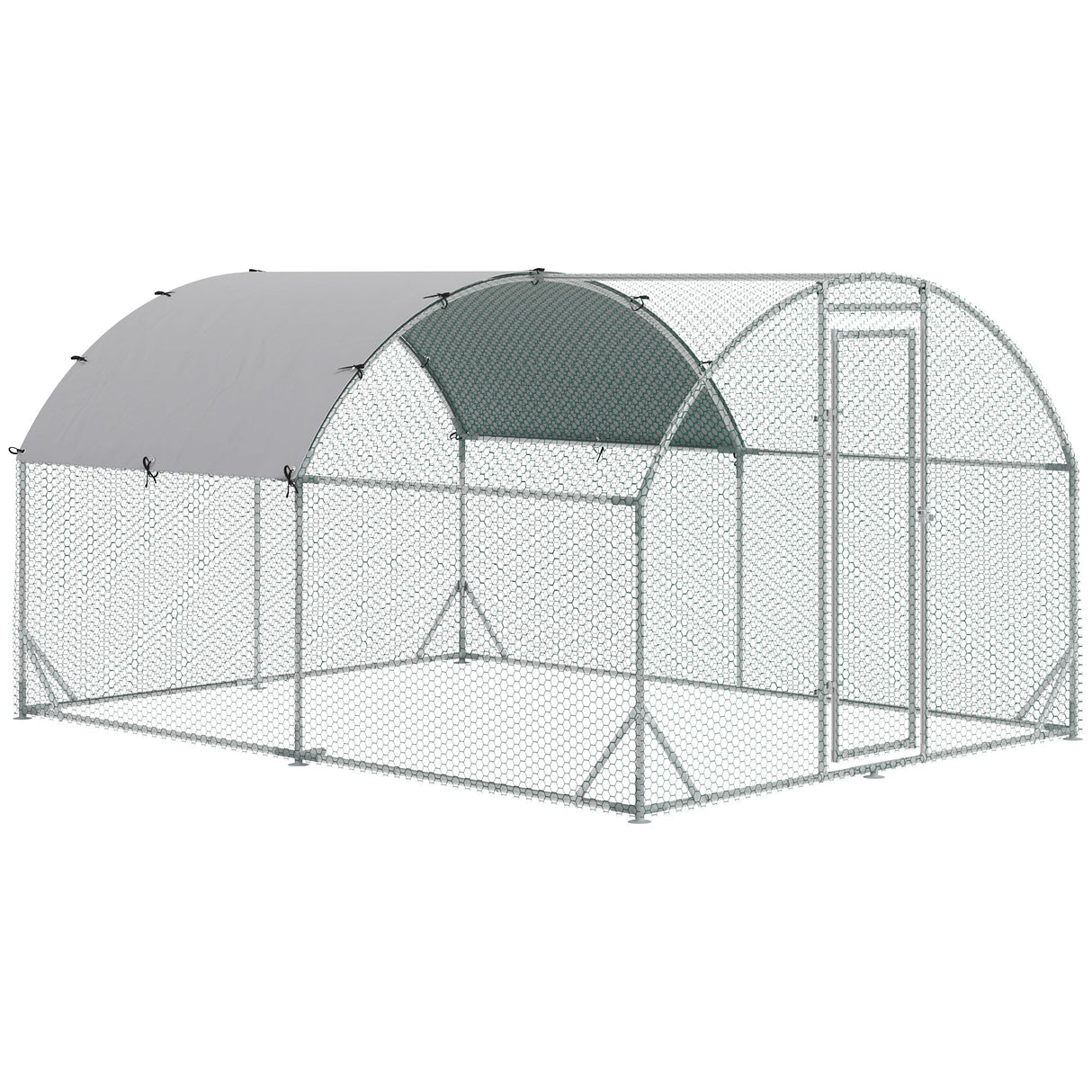 Galvanised Outdoor Chicken Pet Playpen with Water-Resistant Cover, PawHut,