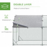 Galvanised Outdoor Chicken Pet Playpen with Water-Resistant Cover, PawHut,