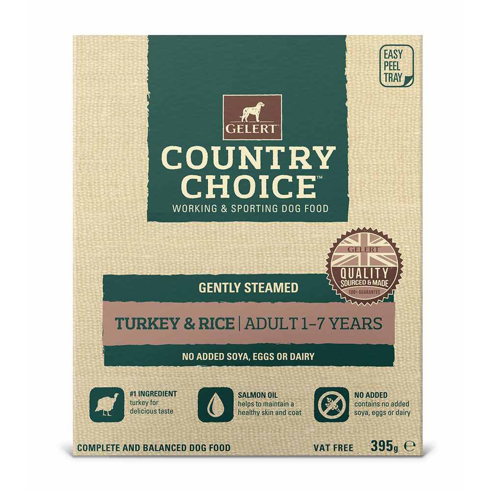 Gelert Country Choice Turkey & Rice Tray Dog Food 10x395g, Gelert,