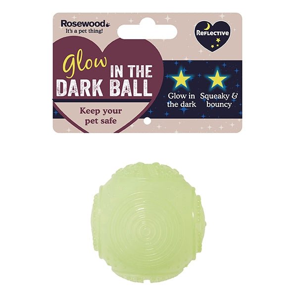 Glow In The Dark Ball Dog Toy, Rosewood,