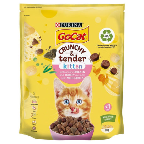 Go-Cat Crunchy & Tender Kitten Chicken, Turkey & Veg 4 x 800g, Go-Cat,