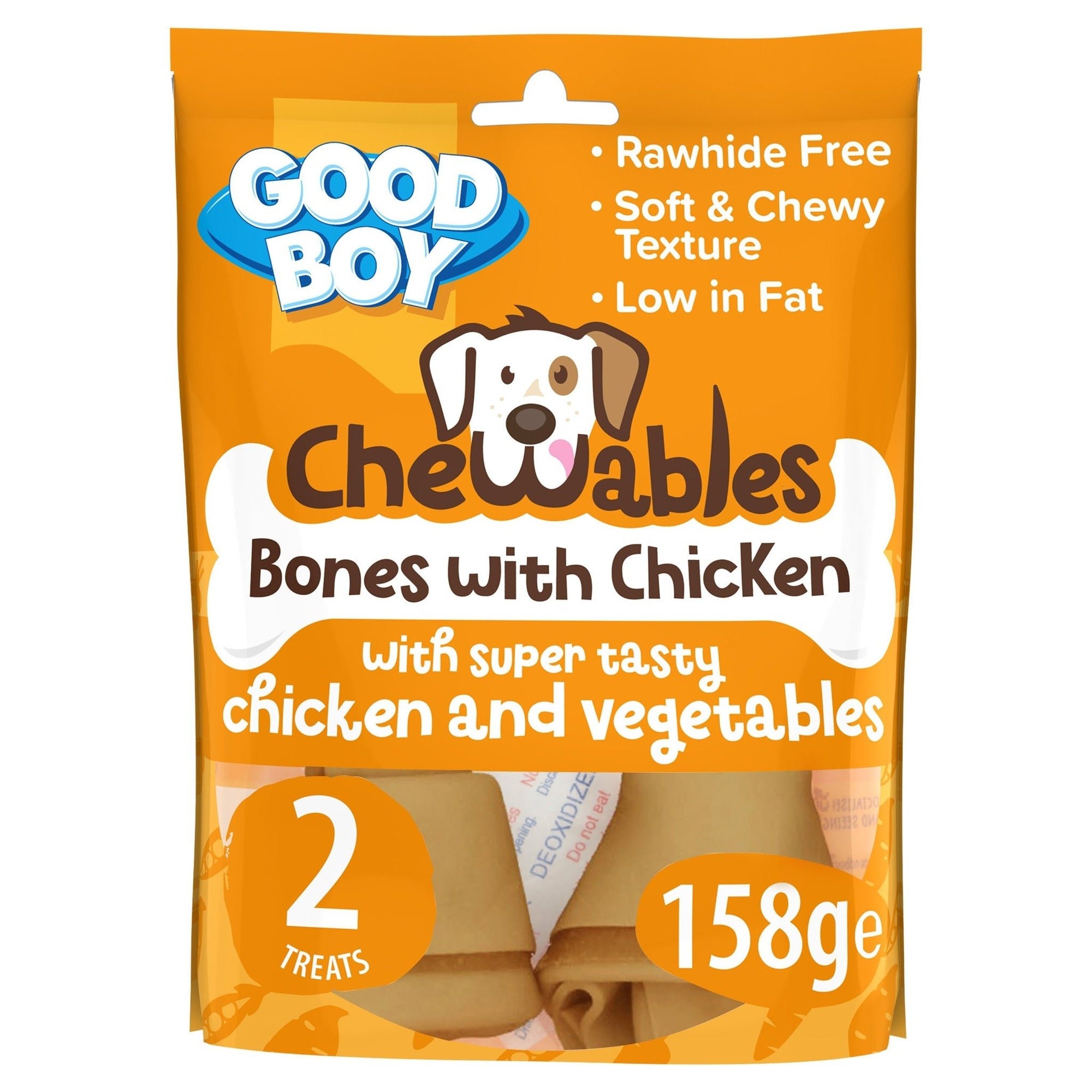 Good Boy Chewables Dog Treats - Rawhide Free Medium Chicken Bones - 2 Treats (8 x 158g), Good Boy,