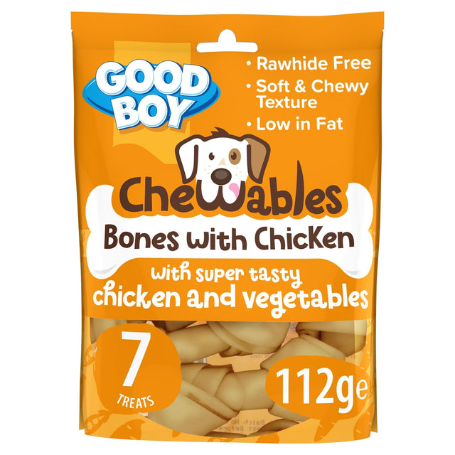 Good Boy Chewables Dog Treats - Rawhide Free Mini Chicken Bones - 7 Pack (10 x 112g), Good Boy,
