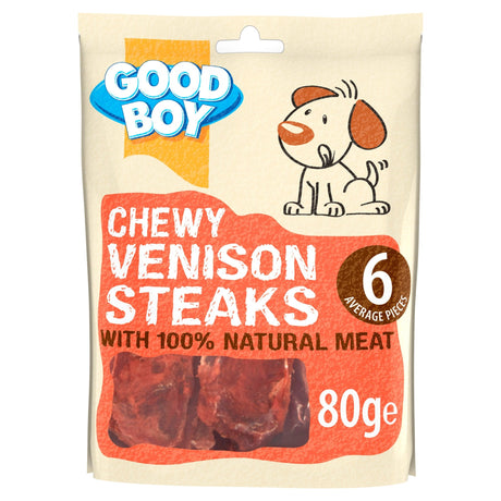 Good Boy Chewy Venison Steaks 12 x 80g, Good Boy,