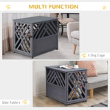 Grey Wood Dog Crate & Side Table for Small Pets, PawHut,