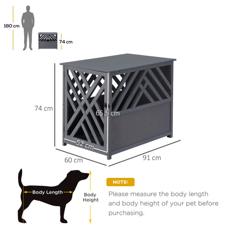 Grey Wood Dog Crate & Side Table for Small Pets, PawHut,