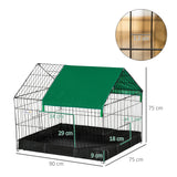 Guinea Pig Cage Small Animal Habitat Rabbit House, Safety Locking System, with No Leaking Bottom, Top Roof, Doors, 90 x 75 x 75 cm, PawHut,