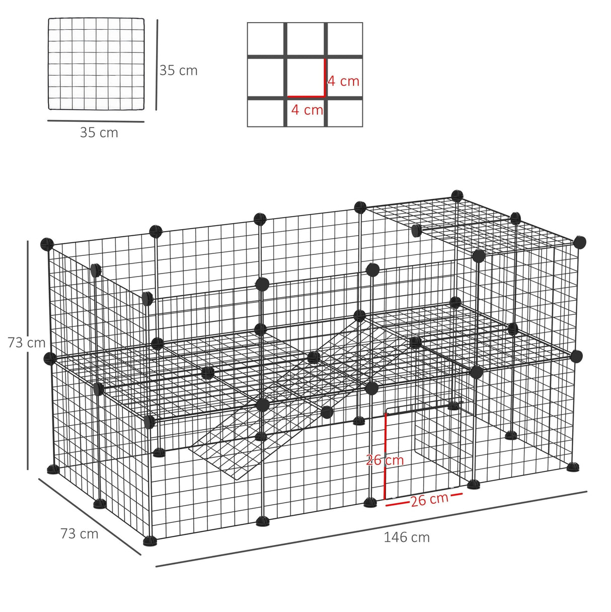 Guinea Pig Playpen Rabbit Playpen Metal Wire Fence Indoor Outdoor Small Animal Cage 36 Panel Enclosure, PawHut,