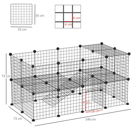 Guinea Pig Playpen Rabbit Playpen Metal Wire Fence Indoor Outdoor Small Animal Cage 36 Panel Enclosure, PawHut,