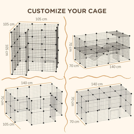 Guinea Pig Playpen Rabbit Playpen Metal Wire Fence Indoor Outdoor Small Animal Cage 36 Panel Enclosure, PawHut,