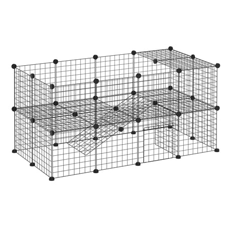 Guinea Pig Playpen Rabbit Playpen Metal Wire Fence Indoor Outdoor Small Animal Cage 36 Panel Enclosure, PawHut,