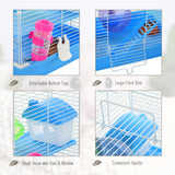 Hamster Cage with Exercise Wheel and Tunnel Tube, PawHut,