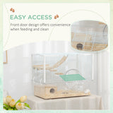 Hamster & Gerbil Cage with Ramp, Wheel, and Food Bowl, PawHut,