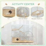 Hamster & Gerbil Cage with Ramp, Wheel, and Food Bowl, PawHut,