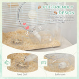 Hamster & Gerbil Cage with Ramp, Wheel, and Food Bowl, PawHut,