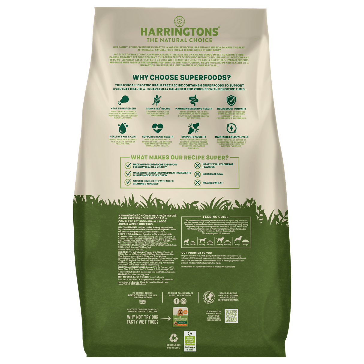 Harringtons Adult Dog Grain-Free Superfood Chicken with Veg, Harringtons, 12 kg