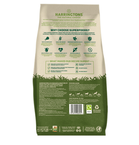 Harringtons Adult Dog Grain-Free Superfood Chicken with Veg, Harringtons, 4x1.7kg