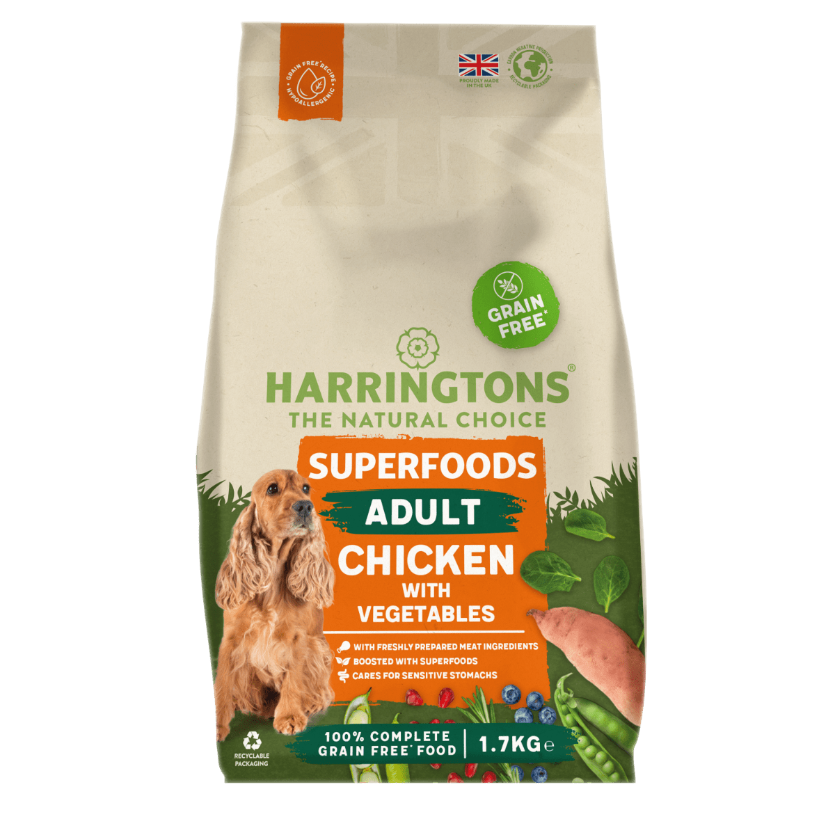 Harringtons Adult Dog Grain-Free Superfood Chicken with Veg, Harringtons, 4x1.7kg