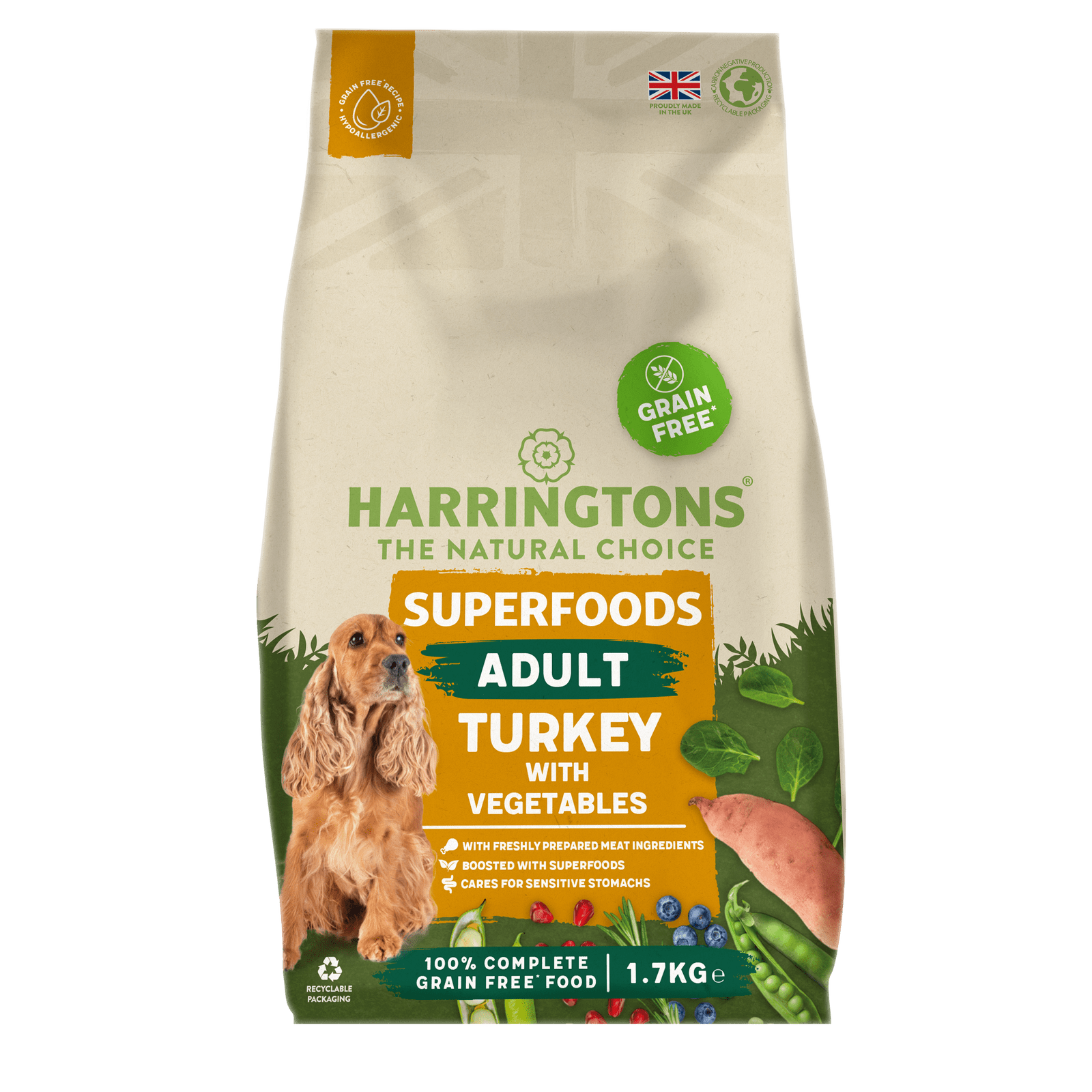 Harringtons Adult Dog Grain Free Superfood Turkey with Veg - 4x1.7kg, Harringtons,