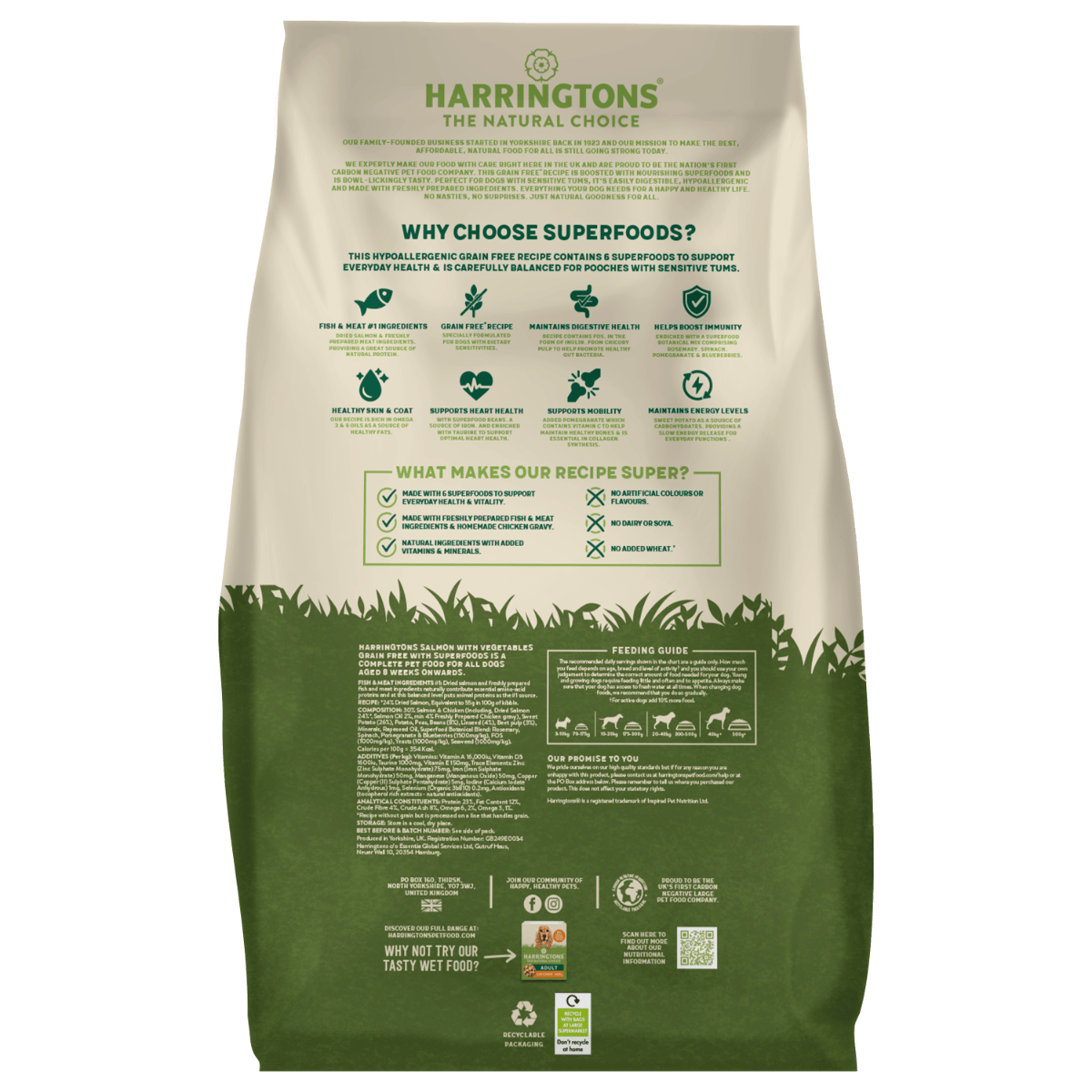 Harringtons Adult Dog Grain-Free Superfoods Salmon with Veg, Harringtons, 12 kg