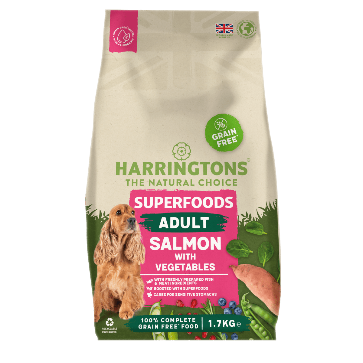 Harringtons Adult Dog Grain-Free Superfoods Salmon with Veg, Harringtons, 4x1.7kg