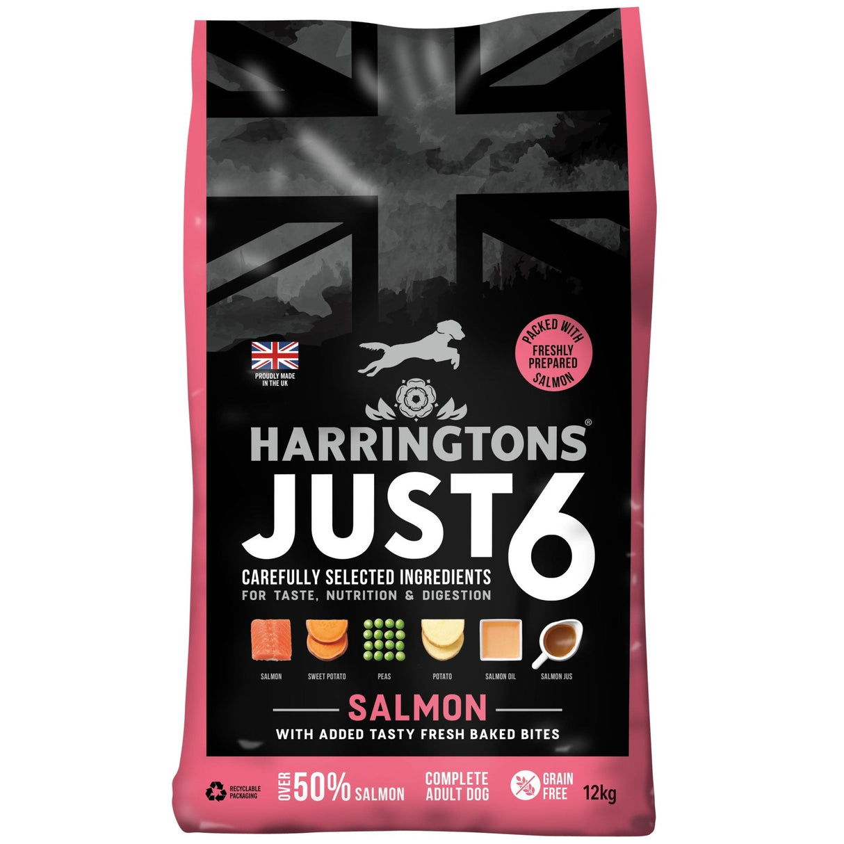 Harringtons Dog Just 6 Salmon, Harringtons, 12 kg