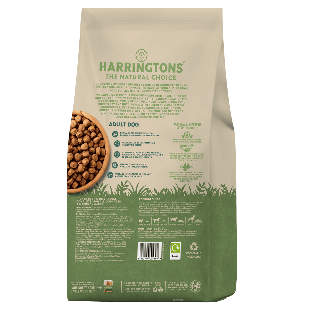 Harringtons Dry Adult Dog Food Rich in Beef & Rice, Harringtons, 3 x 4kg