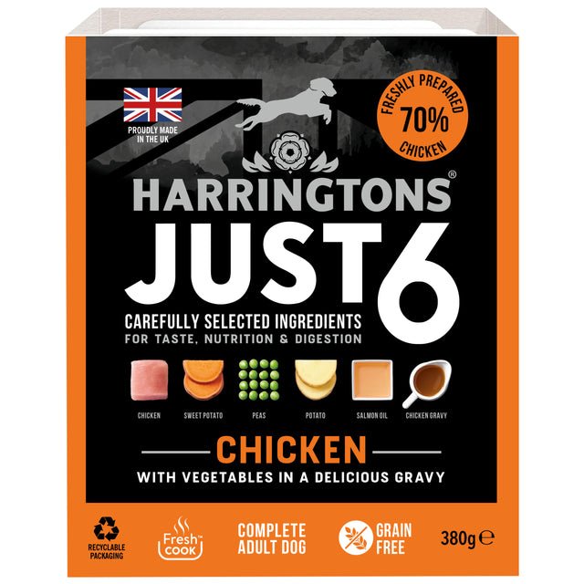 Harringtons Just 6 Complete Grain Free Adult Dog Multipack Trays 16x380g, Harringtons,