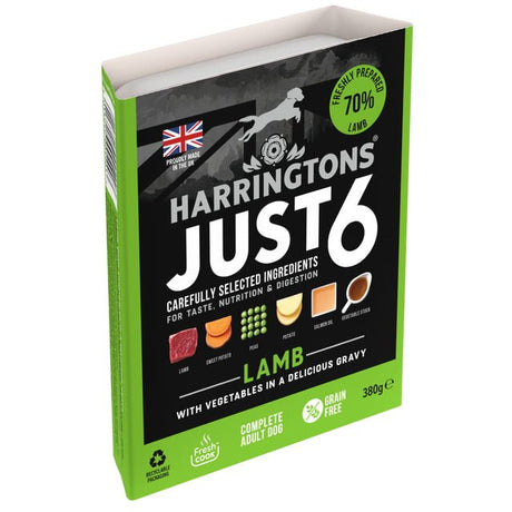 Harringtons Just 6 Lamb with Veg & Gravy Complete Grain-Free Wet Dog Food 8 x 380g, Harringtons,