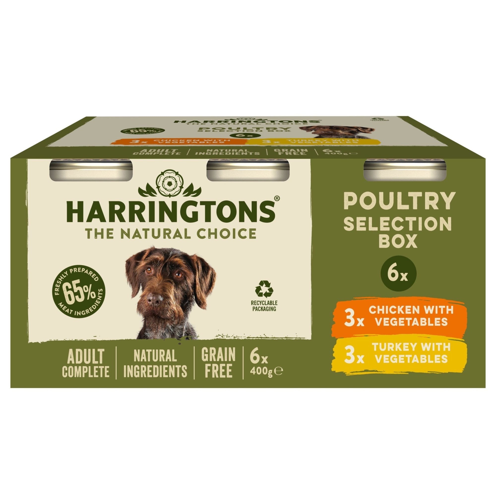 Harringtons Poultry Selection Grain Free Wet Dog Food Tins 6 x 400g, Harringtons,