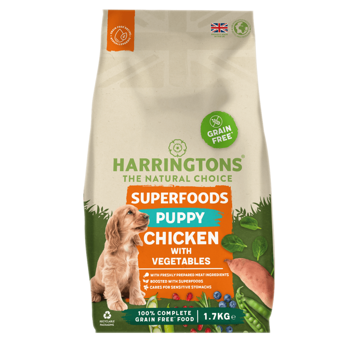 Harringtons Puppy Grain Free Dry Superfood Chicken with Veg, Harringtons, 4x1.7kg