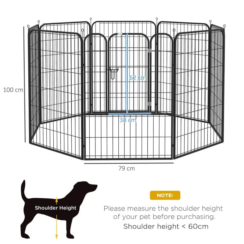 Heavy Duty 8 Panel Dog PlayPen - Two heights, PawHut, 100H cm