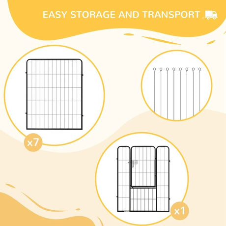 Heavy Duty 8 Panel Dog PlayPen - Two heights, PawHut, 100H cm