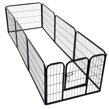 Heavy Duty Dog pen 8 Panel Pet Puppy PlayPen Rabbit Hutch Run indoor outdoor Black, 80 x 60 cm, PawHut,