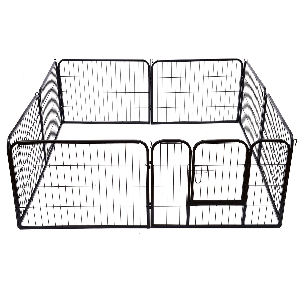 Heavy Duty Dog pen 8 Panel Pet Puppy PlayPen Rabbit Hutch Run indoor outdoor Black, 80 x 60 cm, PawHut,