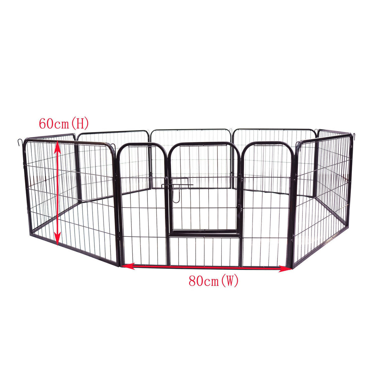 Heavy Duty Dog pen 8 Panel Pet Puppy PlayPen Rabbit Hutch Run indoor outdoor Black, 80 x 60 cm, PawHut,